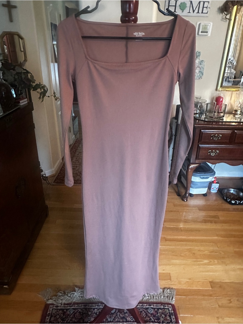 wild fable Mauve Long-Sleeve Square-Neck Maxi Dress